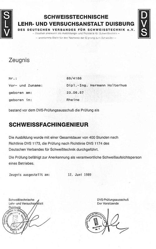 Qualifikation Schweißfachingenieur