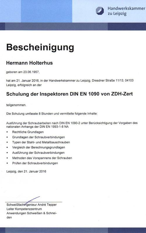 Qualifikation - Schulung der Inspektoren DIN EN 1090