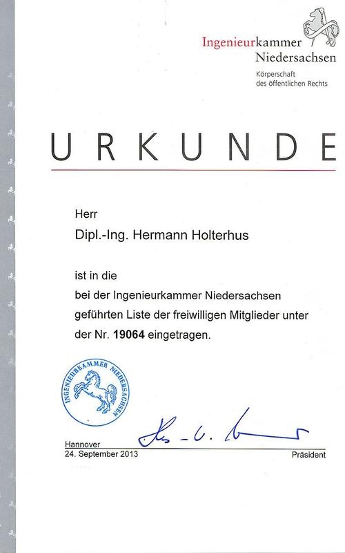 Urkunde der Ingenieurkammer Niedersachsen