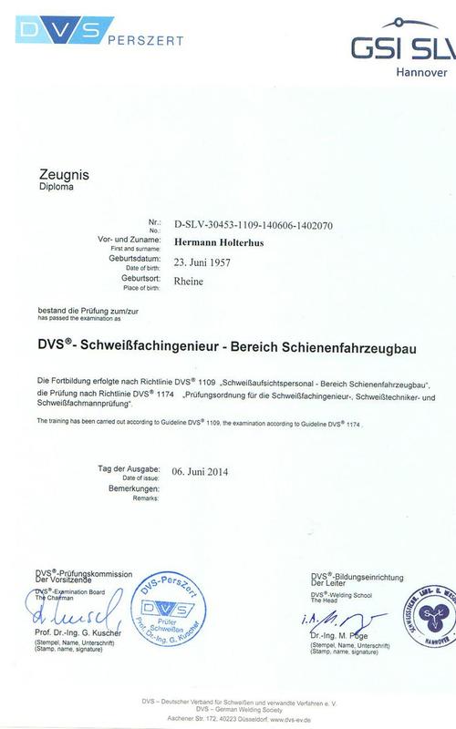 Schweißfachingenieur im Bereich Schienenfahrzeugbau