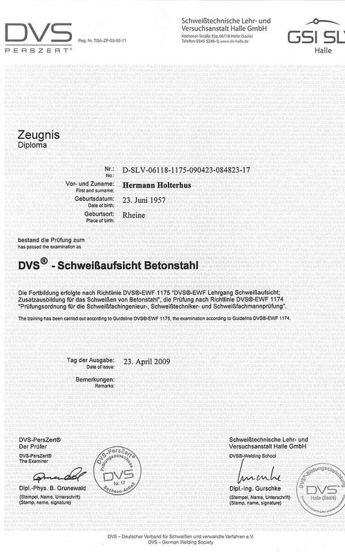 Qualifikation Schweißaufsicht Betonstahl